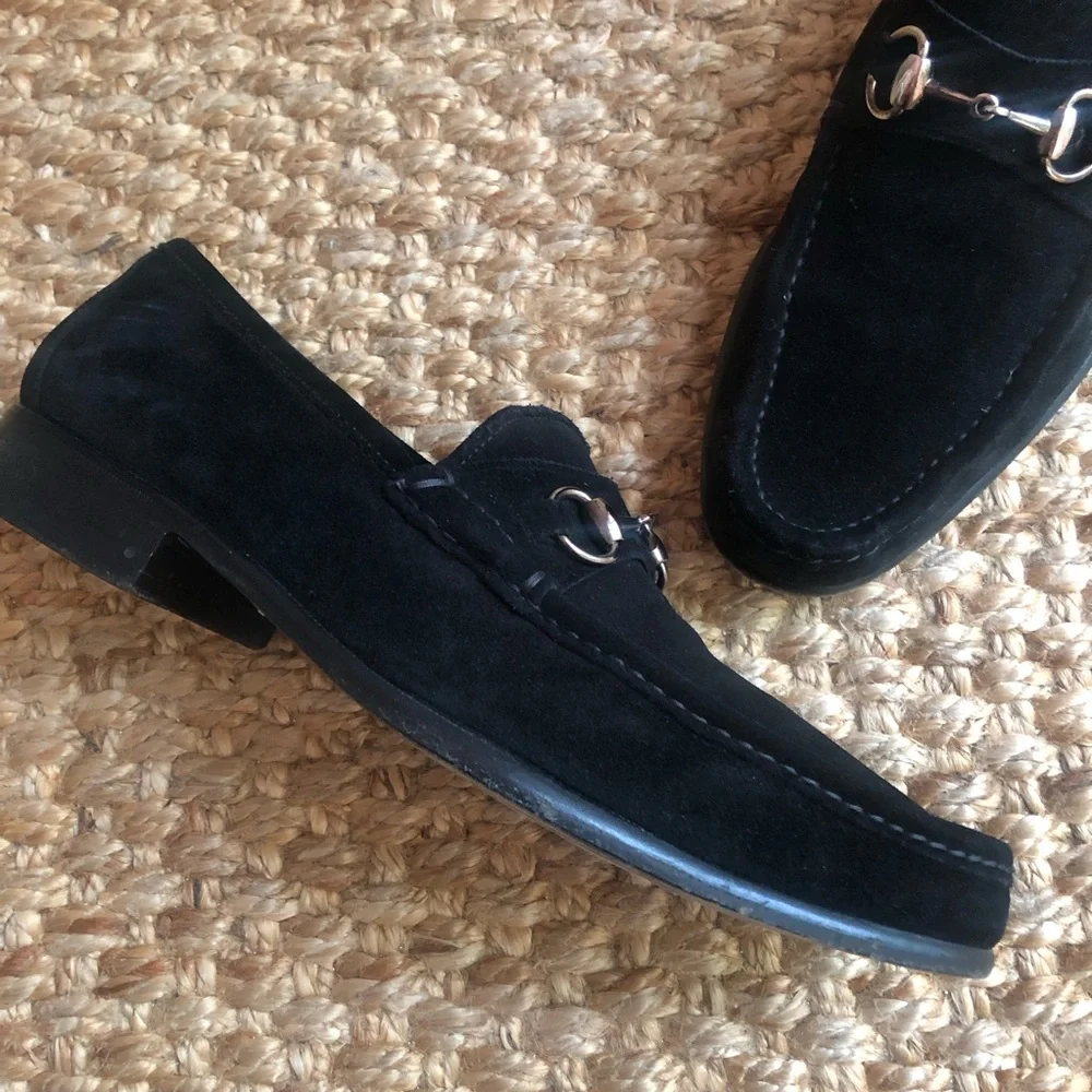 Gucci: Suede Horsebit Loafer. Vintage. Black. Size 9 D
